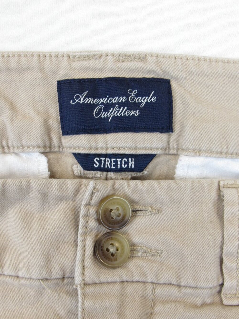 American Eagle Outfitters Micro Mini Shorts Junior's 6 Khaki Stretch Low Rise - Picture 2 of 5